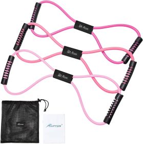 Resistance Bands, Figure 8 Exercise Bands for Women Men, 8 Shaped Resistance Bands for Arms, Chest Expander (Color: Pink)