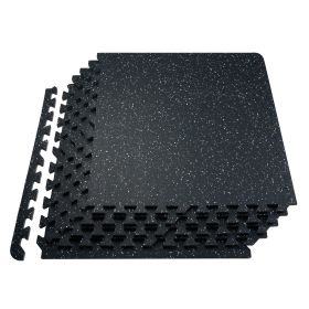 VEVOR 0.56 Inch Thick Gym Floor Mats, 12 Tiles Rubber Top with EVA Foam, 25" x 25" Gym Flooring Workout Mats with 48 sq.ft Coverage (blocks: 12 pcs, Color: Black & White)