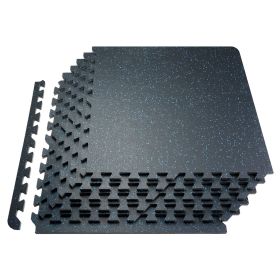 VEVOR 0.56 Inch Thick Gym Floor Mats, 12 Tiles Rubber Top with EVA Foam, 25" x 25" Gym Flooring Workout Mats with 48 sq.ft Coverage (blocks: 12 pcs, Color: Black & Blue)